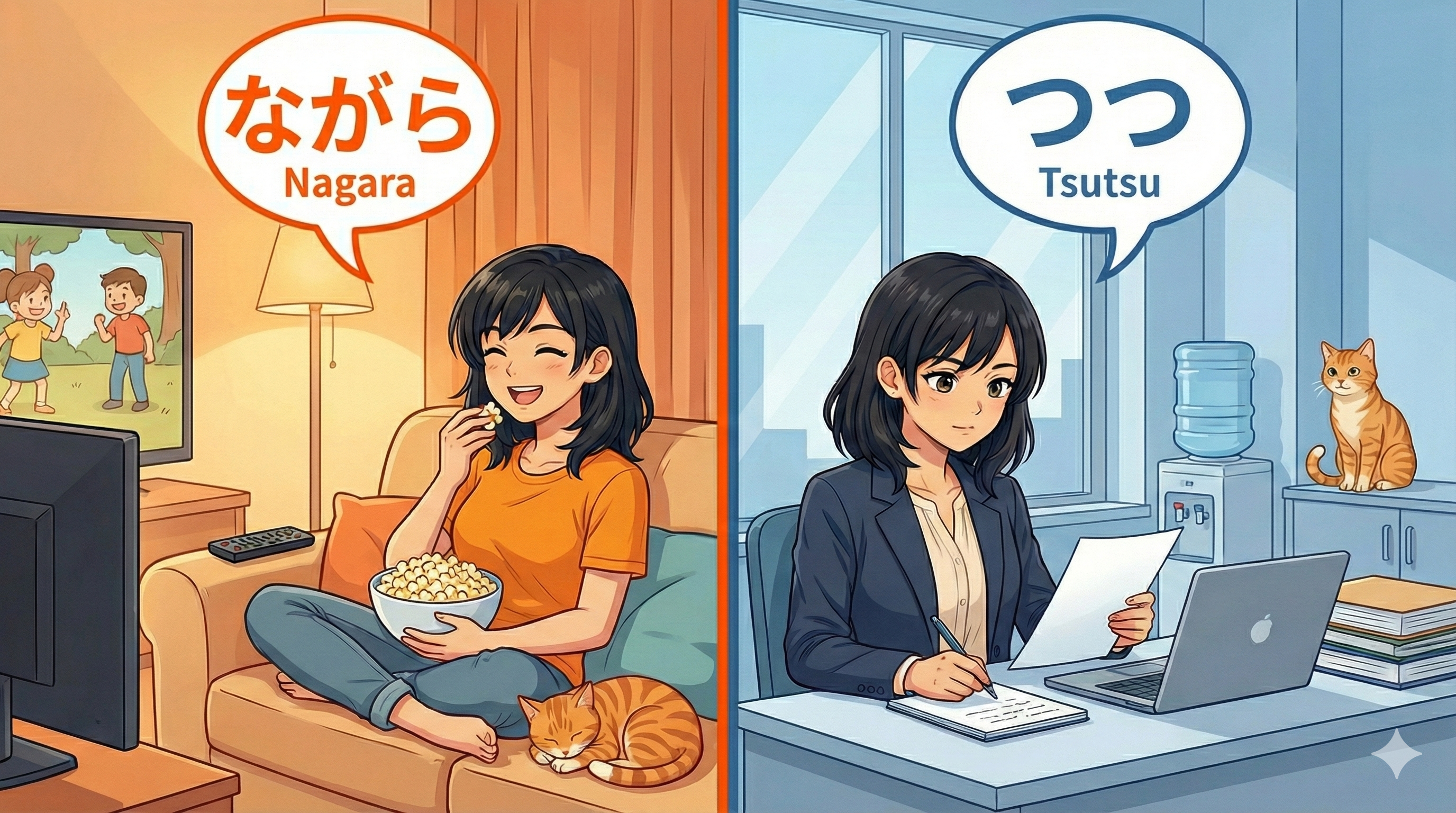 Joy relaxing [Nagara] vs. Joy working [Tsutsu]