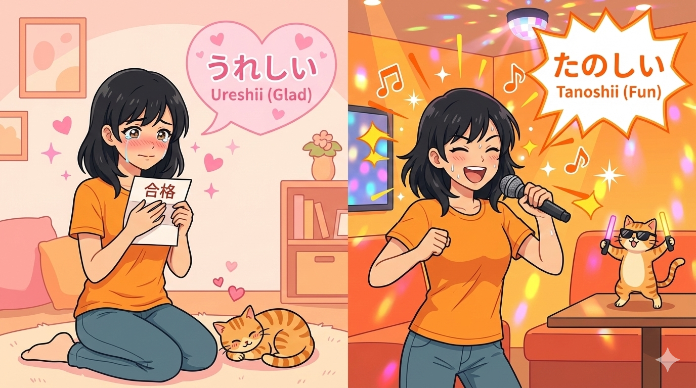 The Difference Betweenうれしい (ureshii) vs たのしい (tanoshii)