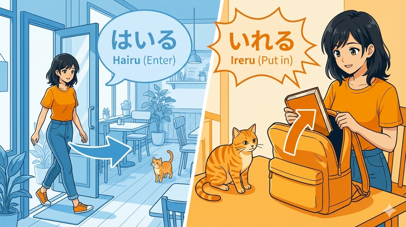 The Difference Between入る (hairu) vs 入れる (ireru)