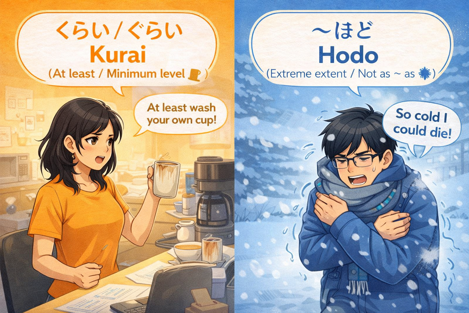 The Difference Between ほど and くらいぐらい