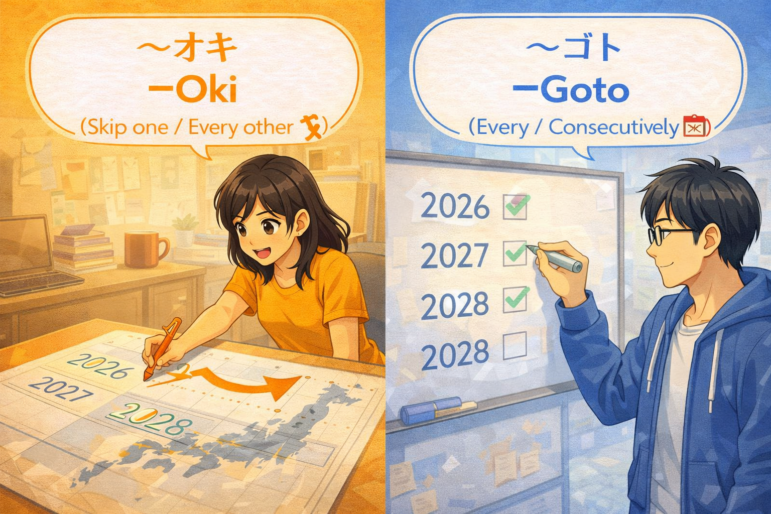 The Difference Between １年おき and １年ごと