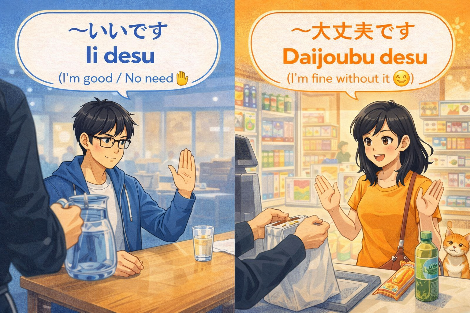 Understanding the Difference Between ii desu and daijōbu desu