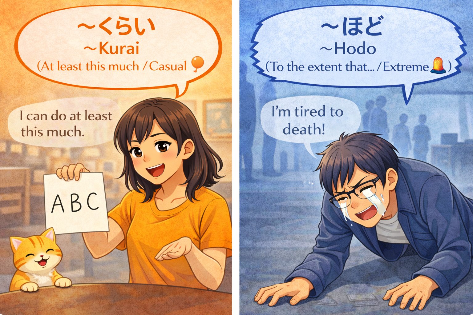 「ほど」と「くらい ぐらい」の違い [日本語学習]