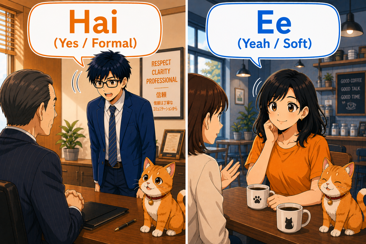 The Difference Between 「はい」と「ええ」の丁寧さの違い の違い ｜Japanese Grammar (N5–N3)