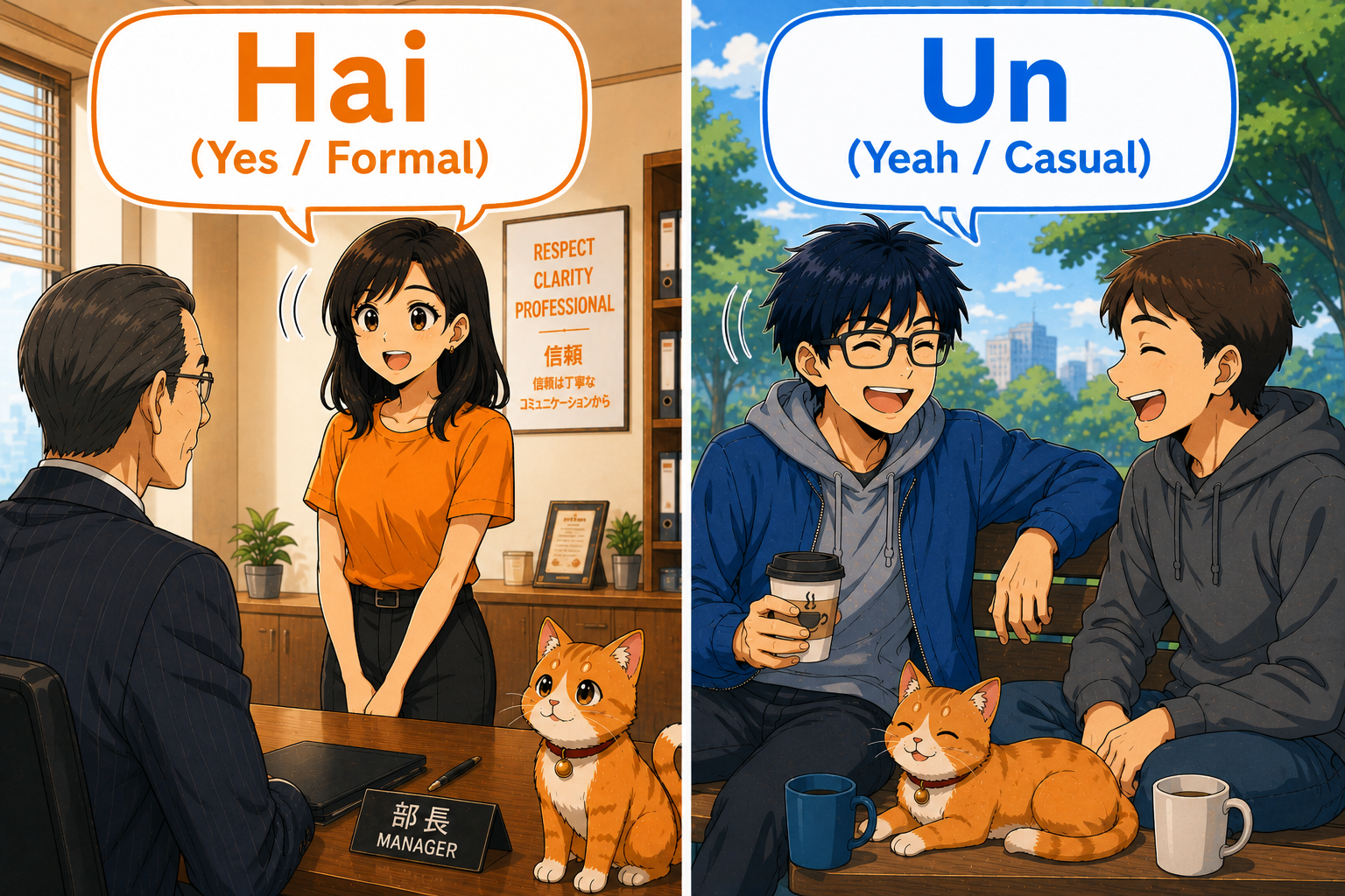 「うん」と「はい」の使う相手の違い