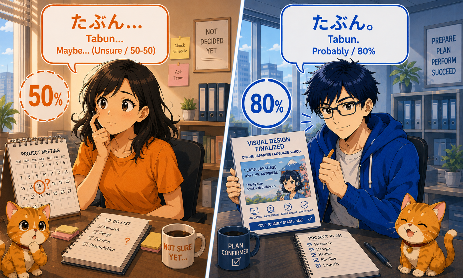 「たぶん」と “Maybe” の確信度の違い
